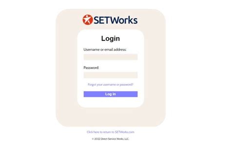 setworks log in page
